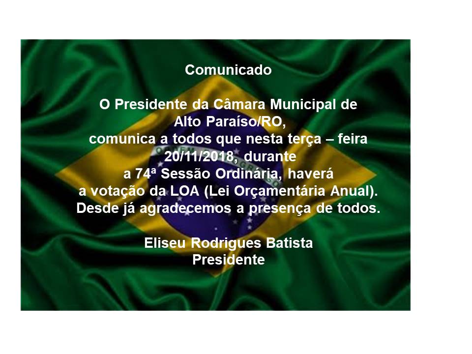 VOTAÇÃO DA LOA (LEI ORÇAMENTÁRIA ANUAL)